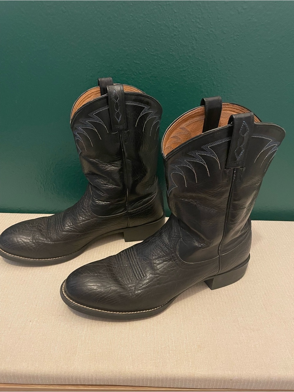 Ariat Heritage Roper Boots Black Leather Mens 12 D Western Cowboy Ranch